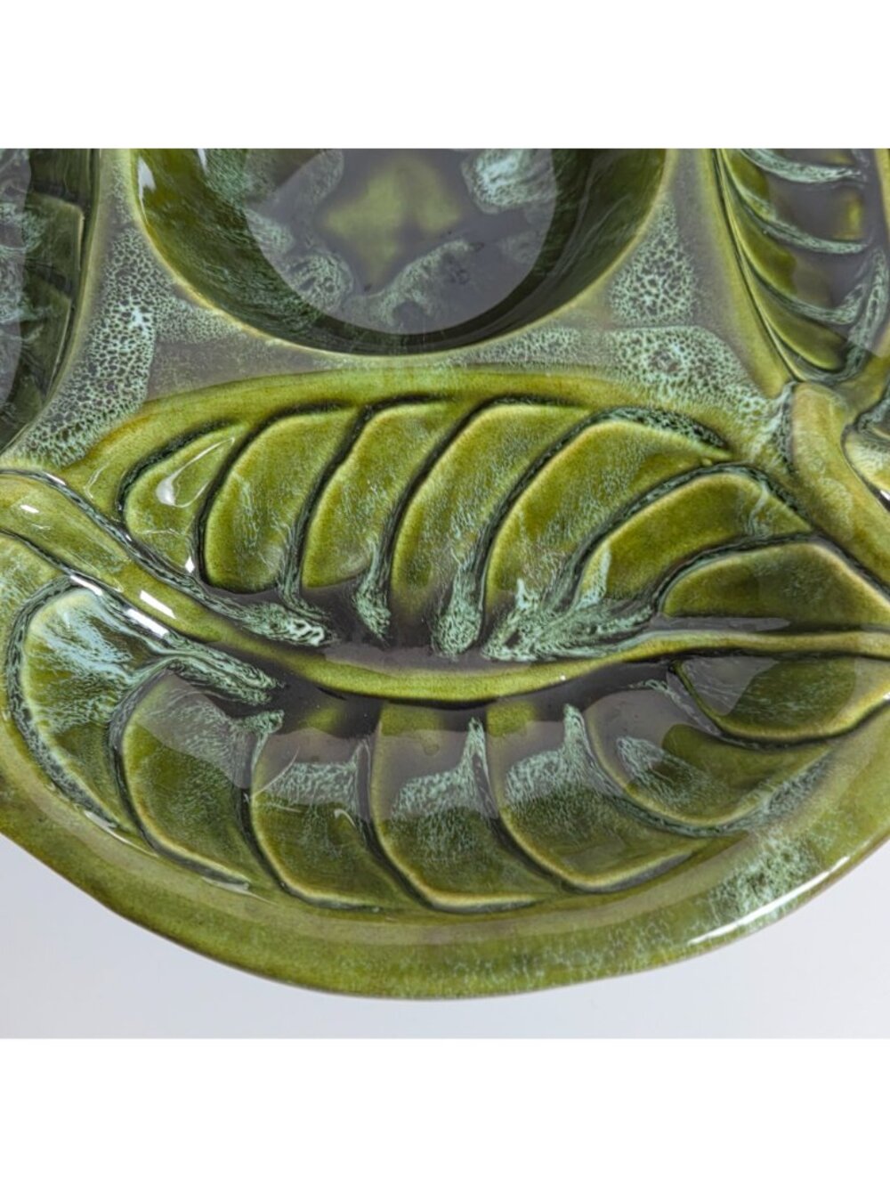 Wade California 722 Relish Tray with Red Apple Removeable Lid Green Dip Glaze - Picture 9 of 12